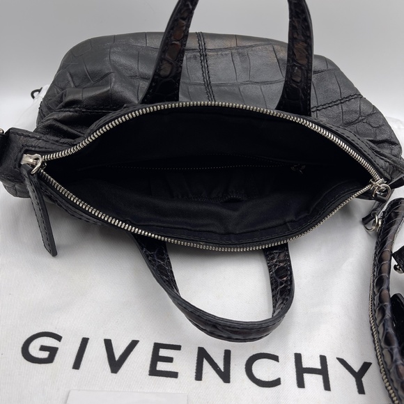 GIVENCHY Nightingale Calfskin Leather handbag Zipper bag Strap black brown HTF - Picture 5 of 12
